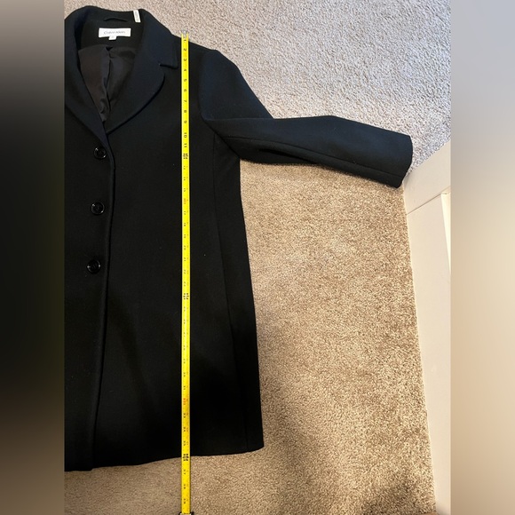 Calvin Klein Classic Black Pea Coat With Buttons - Picture 8 of 9